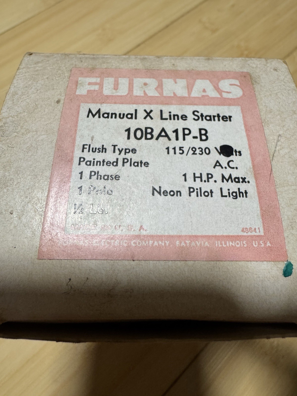FURNAS 10BA1PB MANUAL STARTER 115/230V 1HP 1-PH 1-POLE OPEN w/ NEON PILOT LIGHT