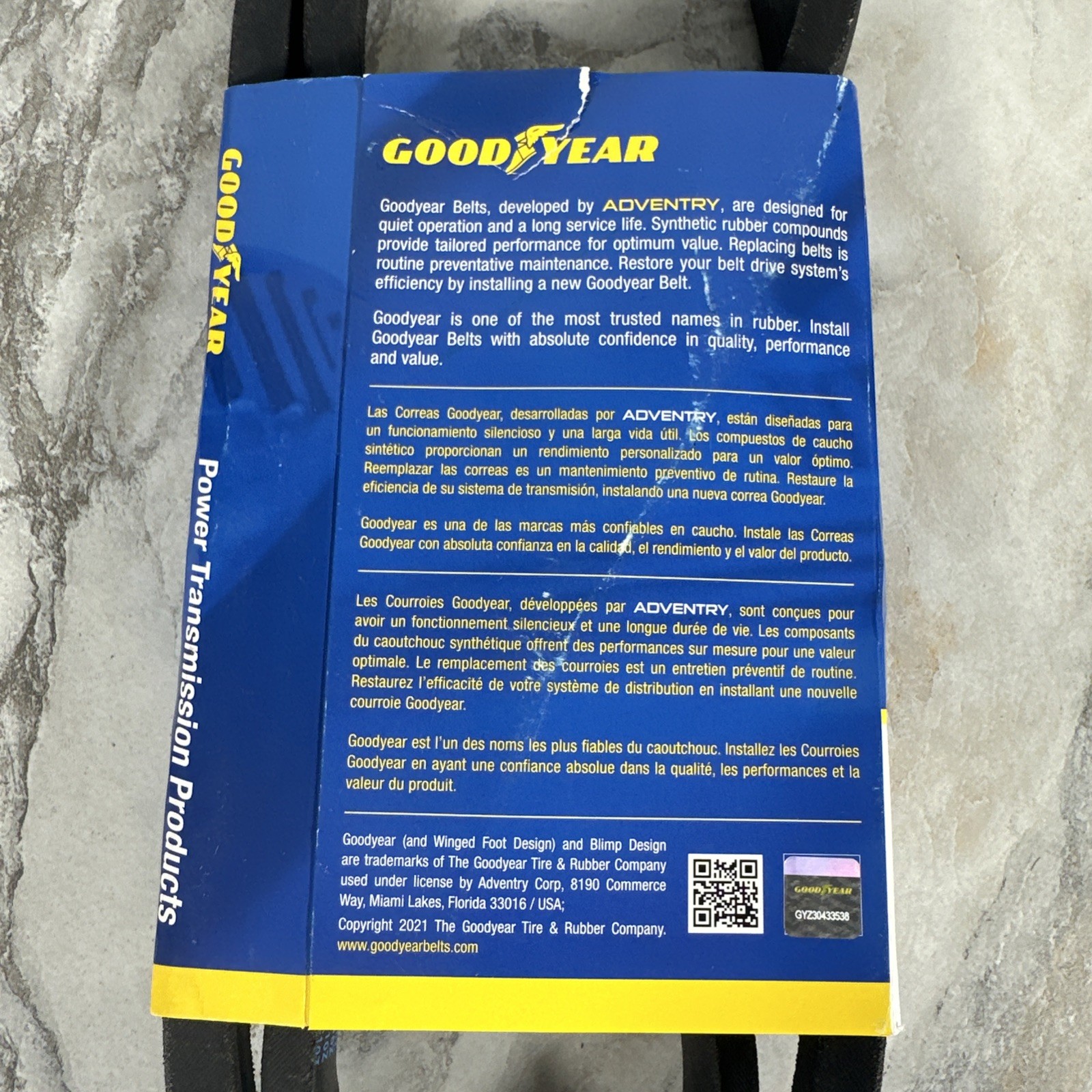 B60 Goodyear Classic Wrapped V-Belt 60” Effective Length 5L630 New CF10Z