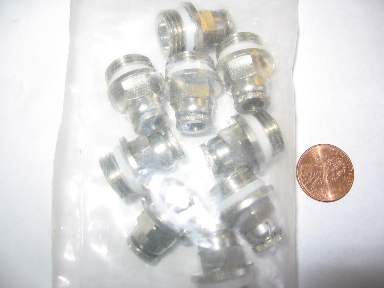 Lot of 10) Numatics INWB103-104-022 1/4″ Tube x 3/8″ Thread Push-In Adapter