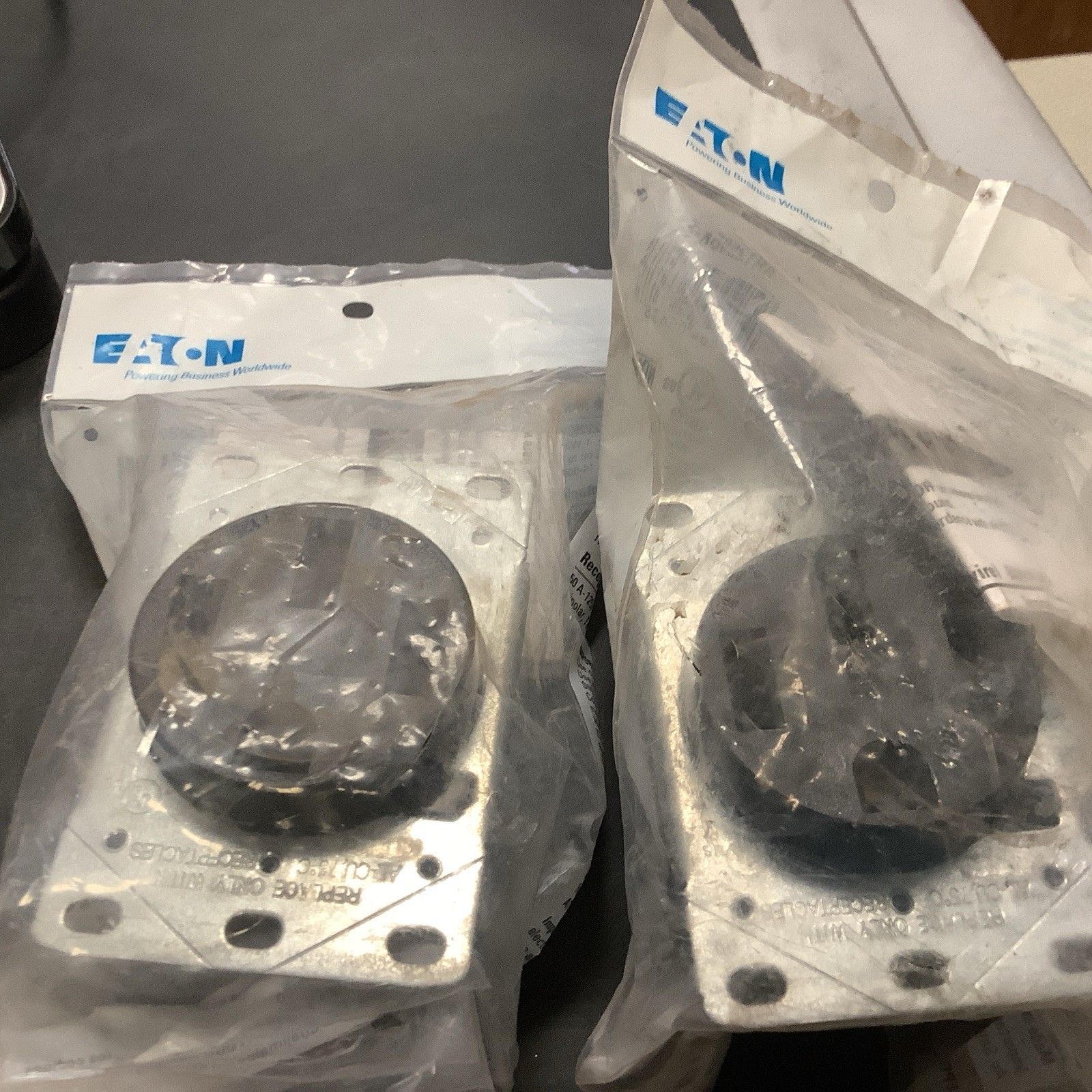 Eaton AH1258BK-F Flush Mount Receptacle 50A-125/250V 3-Pole 4-Wire (Lot of 2)