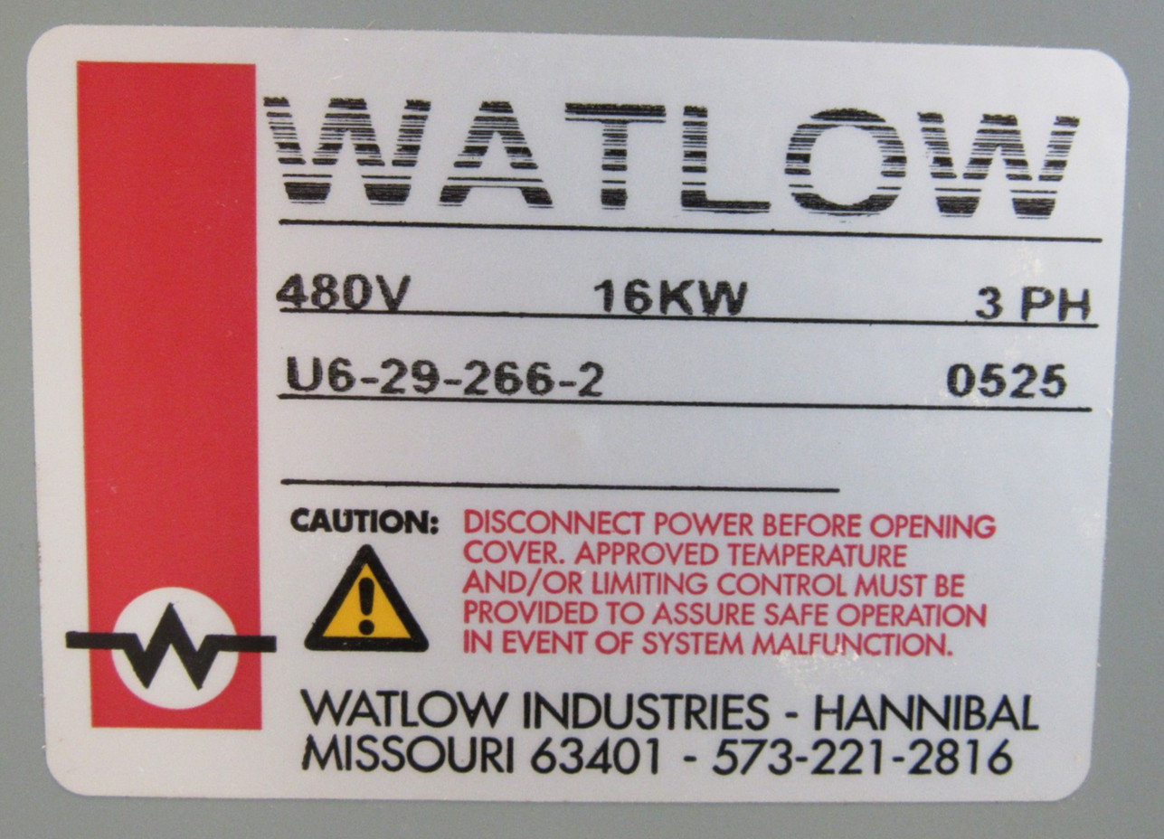USED WATLOW U6-29-266-2 IMMERSION HEATER 16KW 480V U6292662