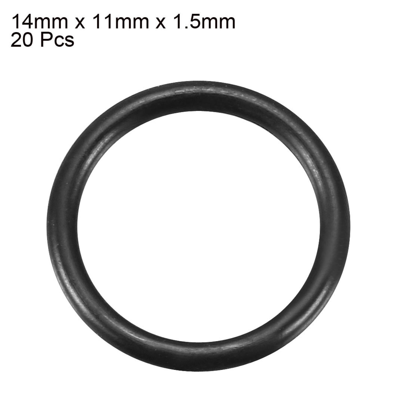 20pcs Black 14mm x 11mm x 1.5mm Rubber O Ring Oil Seal Sealing Gaskets