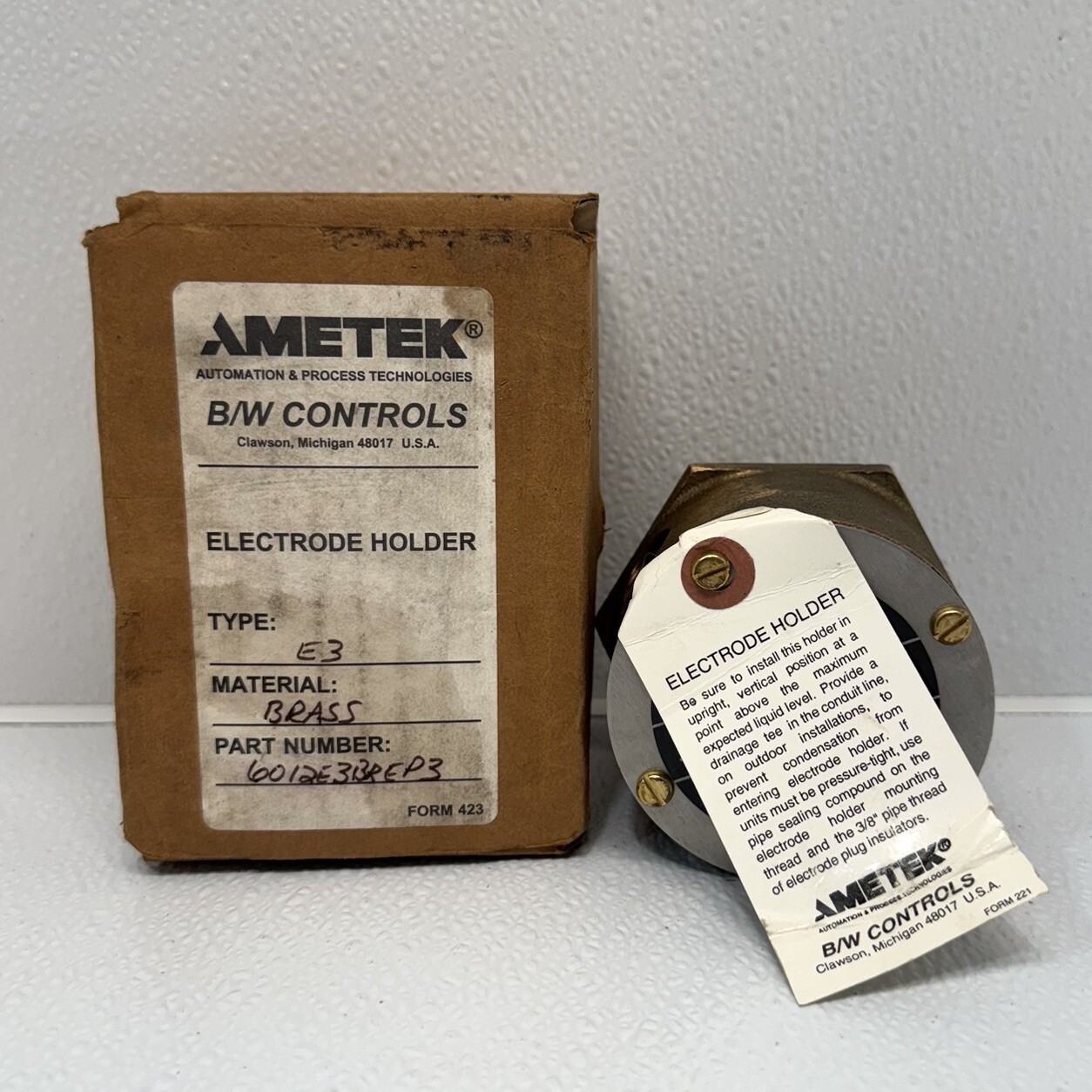 Ametek B/W Controls 6012 E3BR EP3 Electrode Holder Brass Type E3