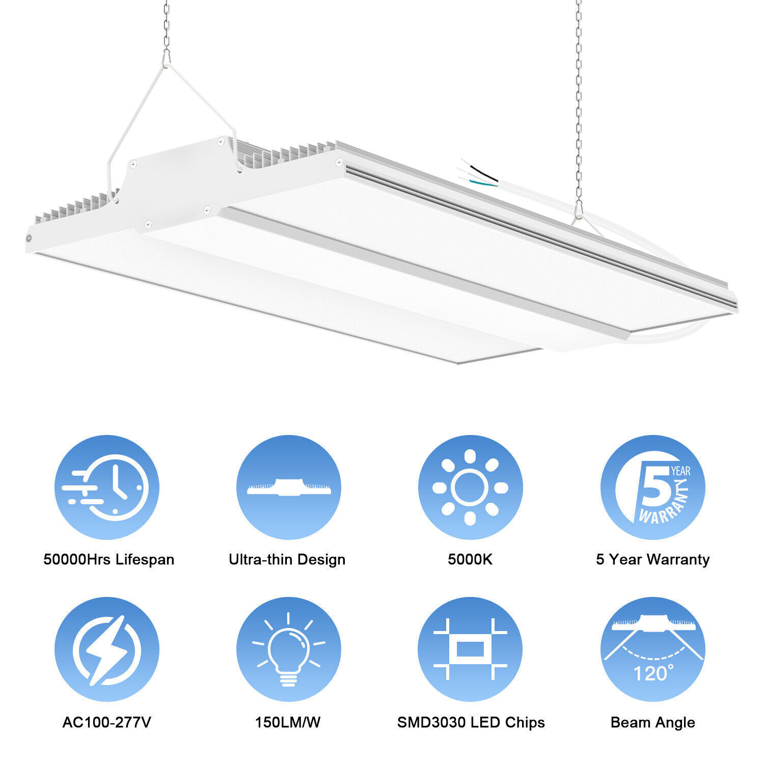 300W LED Linear High Bay Light 45,000LM Commercial Warehouse Shop Fixture 5000K