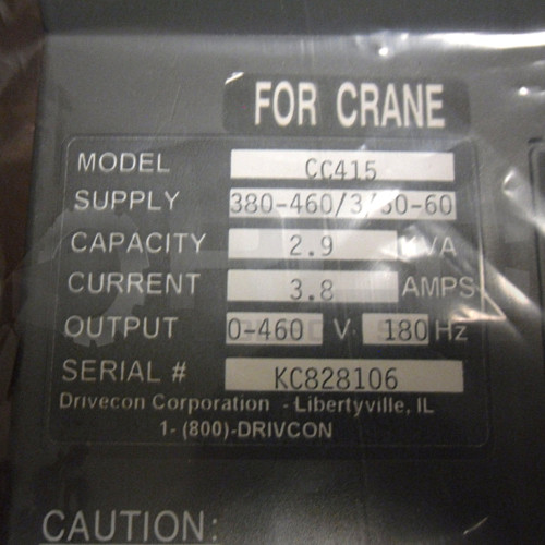 NEW DRIVECON CC415 T-VERTER K1-SERIES AC CRANE DRIVE