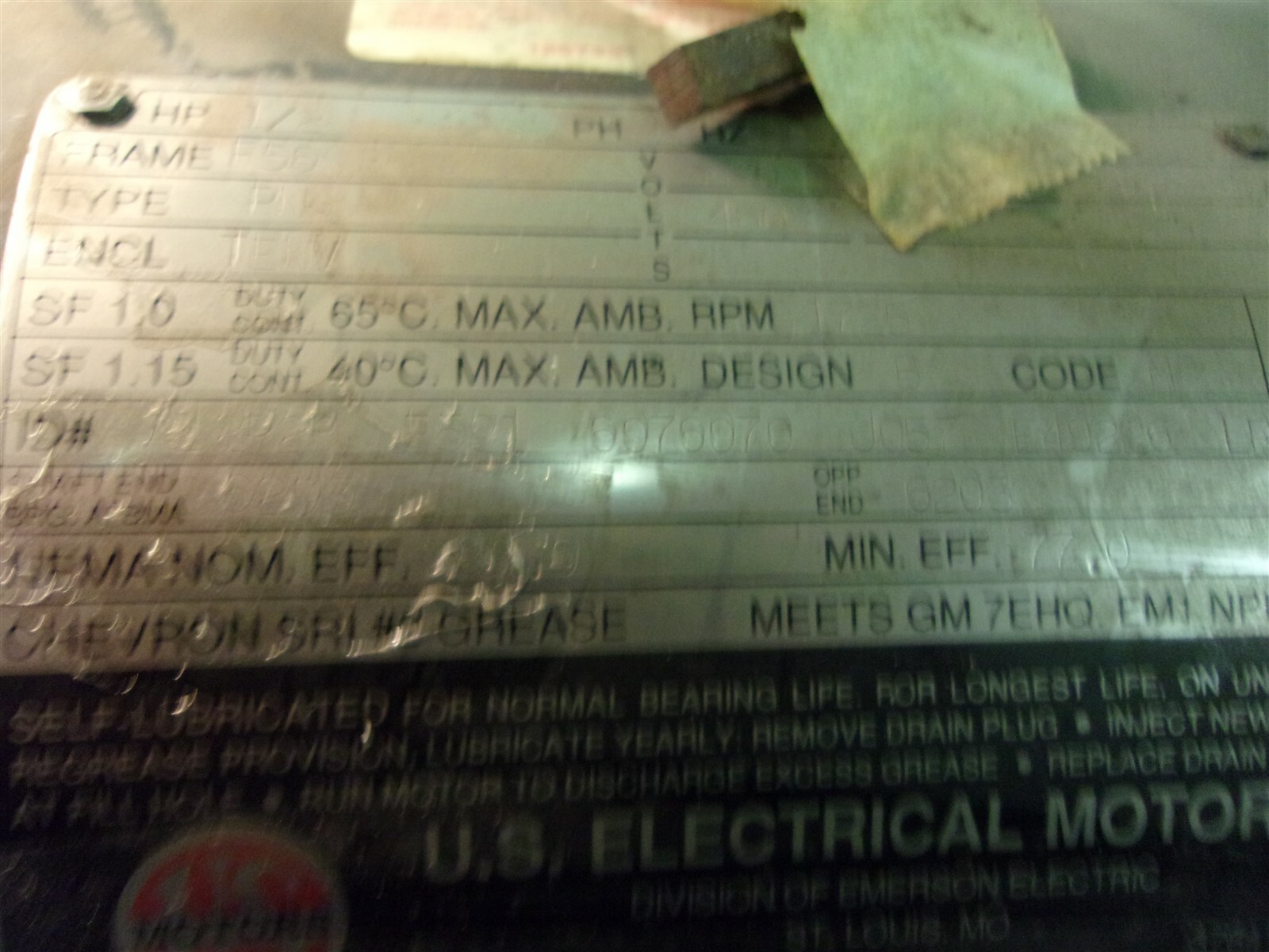 US Electrical Motors IDH A12P2B F591 1076070 J057 E49226 LR2459 1/2 HP 3HP