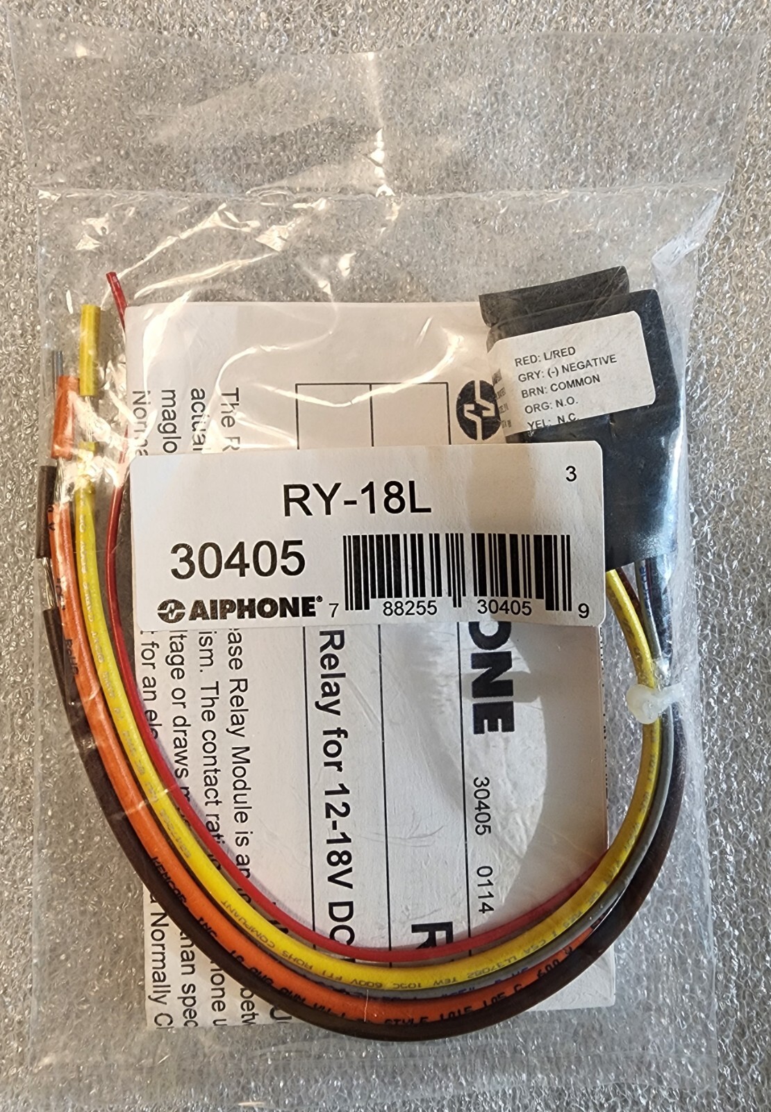 Aiphone – RY-18L – FORM C DOOR RELEASE RELAY 123-18V DC INPUT