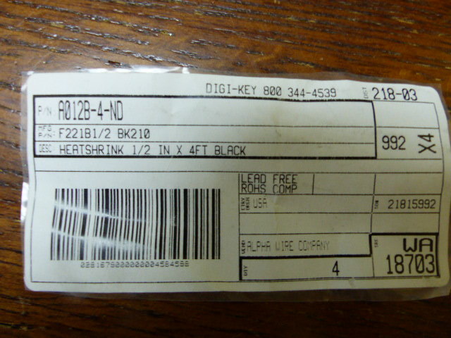 3M F221B1/2BK210 Qty of 1 per Lot HEATSHRINK 1/2 IN LOT OF APPROX 7 FEET.