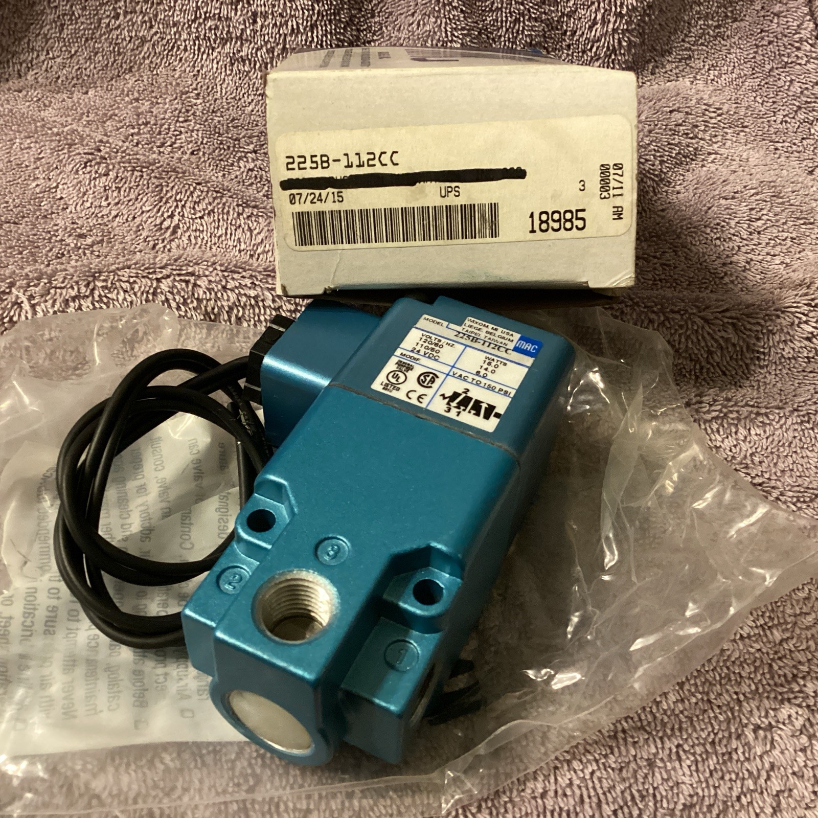 MAC VALVE…225B-112CC….SOLENOID VALVE….NEW