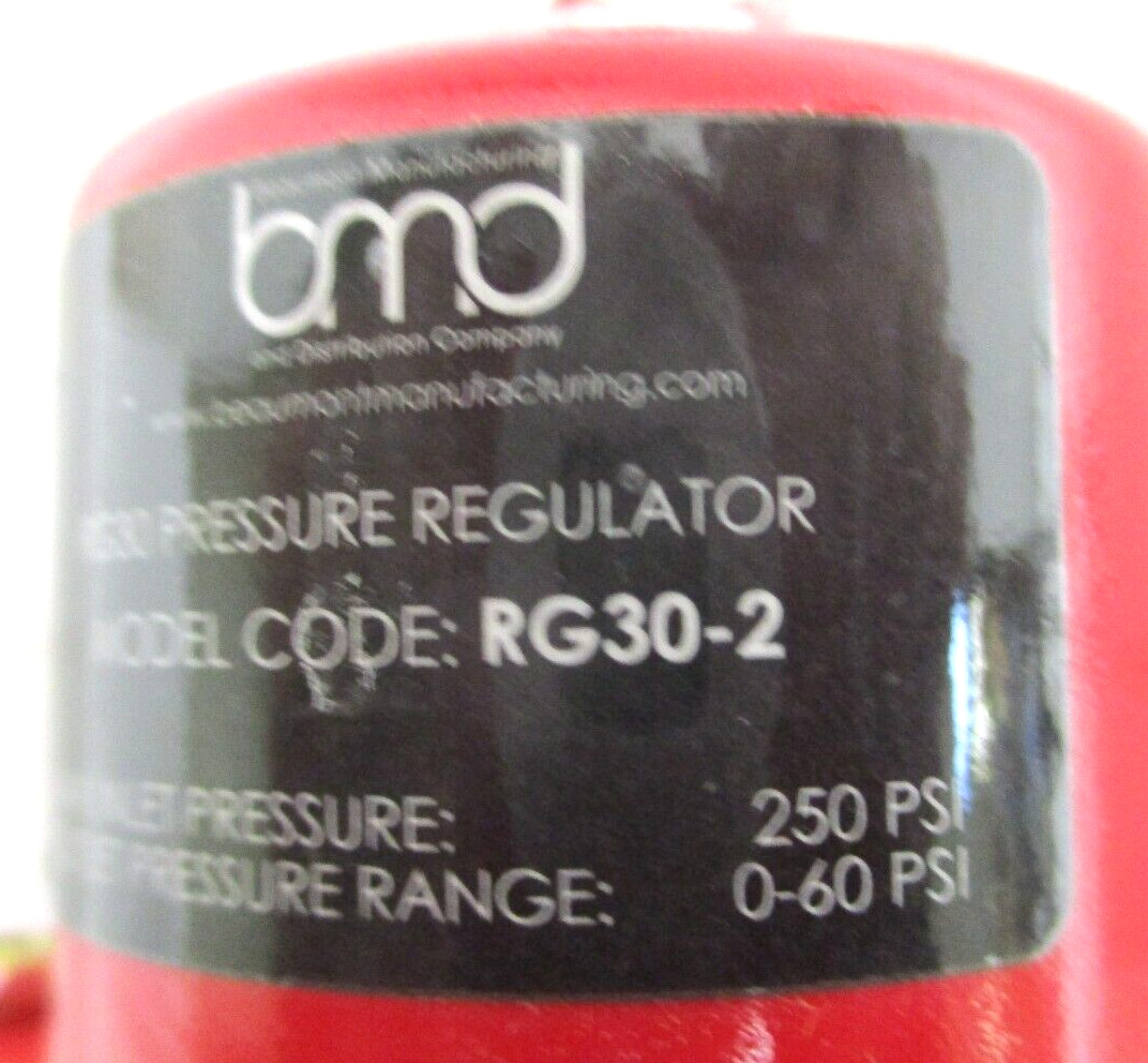 BMD , RG30-2 REGULATOR , 1/4″ FNPT , 250-PSI MAX , RANGE: 0-60 PSI , SURPLUS