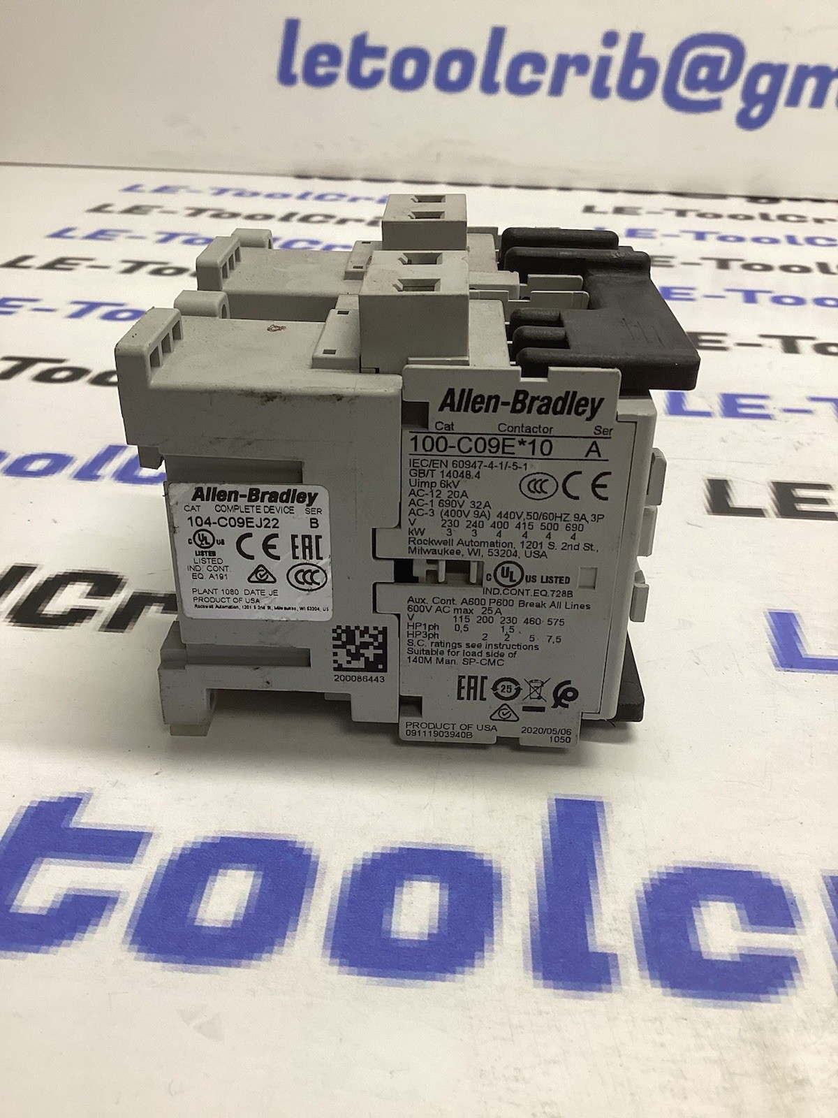 ALLEN-BRADLEY 104-C09EJ22 Ser B REVERSING CONTACTOR W/ 100-C09E*10 Ser A I-931