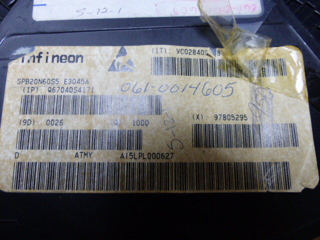 INFINEON SPB20N60S5 Qty of 17 per Lot 600V 20A NCH MOSFET SPB20N60S