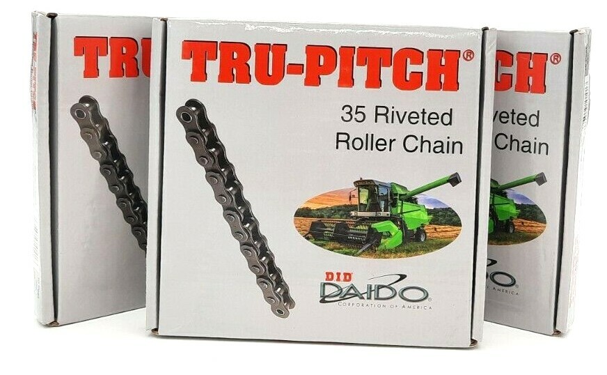 3x Tru-Pitch 35 riveted Roller Chain 10 ft Ea. 320 Pitches Ea. Daido Corp.