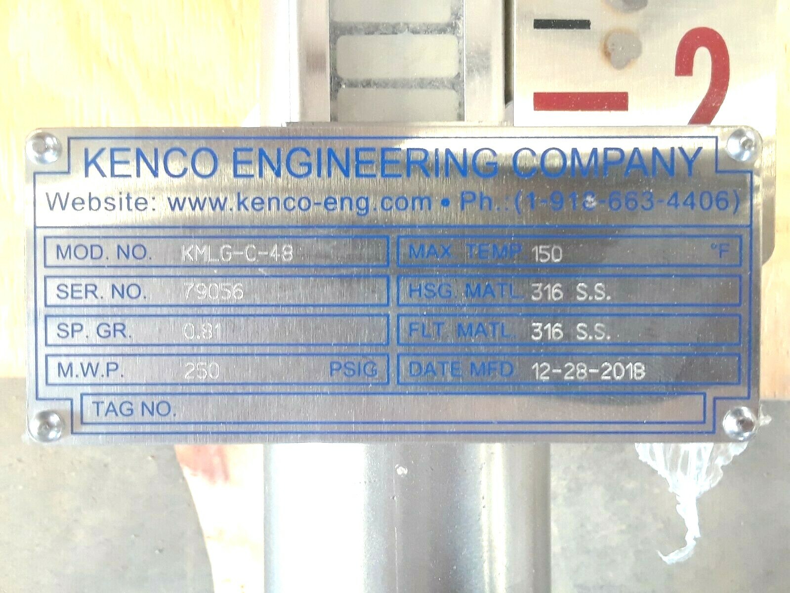 🟠KENCO ENGINEERING MAGNETIC LEVEL GAUGE PESSCO IS OFFERING 1 C080621-1-6 🗽