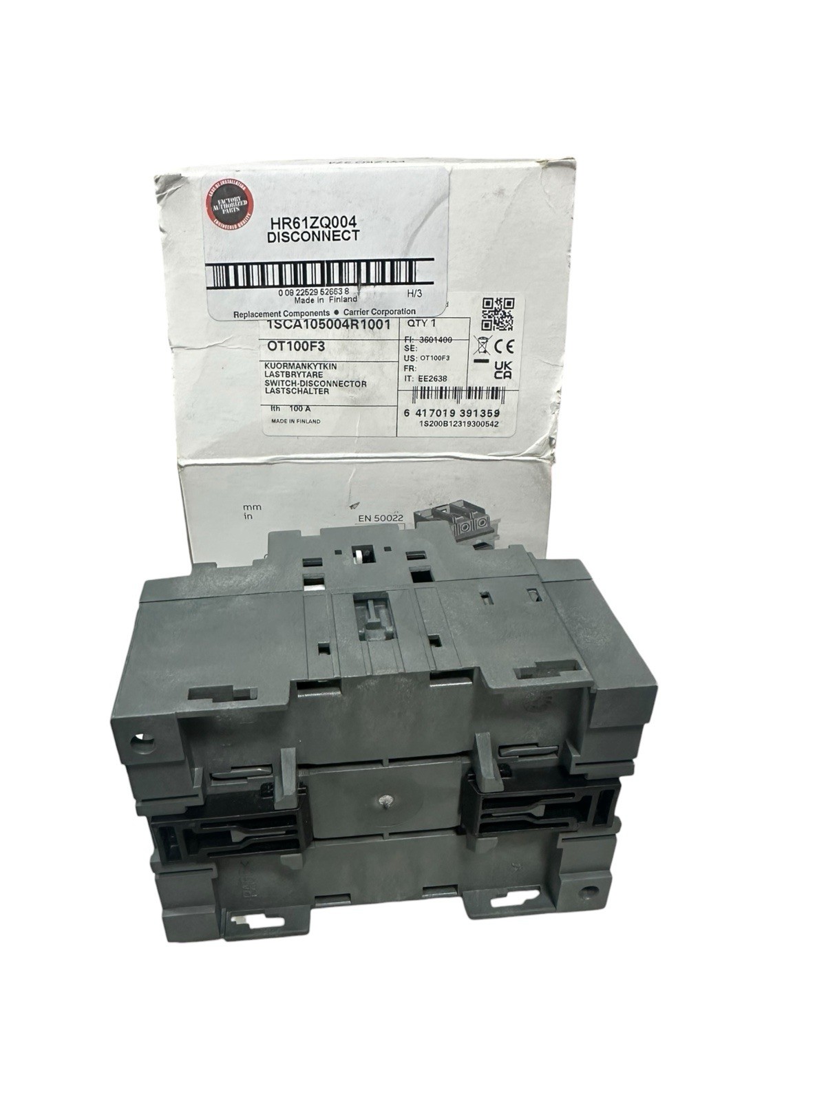 Carrier HR61ZQ004 Factory Authorized Parts 3-Pole 100Amp Disconnect FREESHIP
