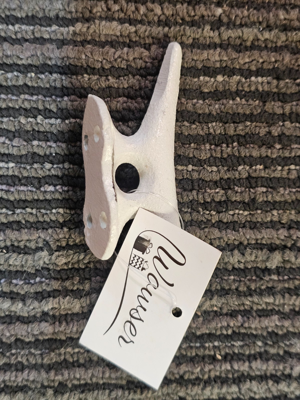(QTY 6) Wowser 55127 Nautical White Cast Iron Boat Cleat Wall Hooks, 3.5 Inches