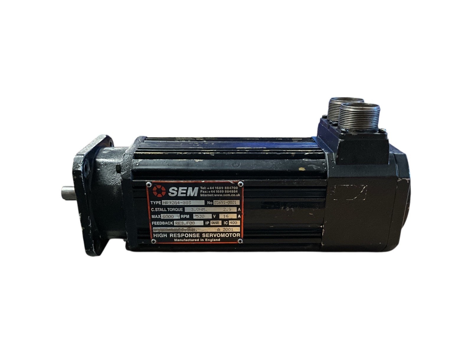 SEM HR92G4-88S High Response AC Servo Motor 6000 RPM 3Nm Resolver Feedback 530V