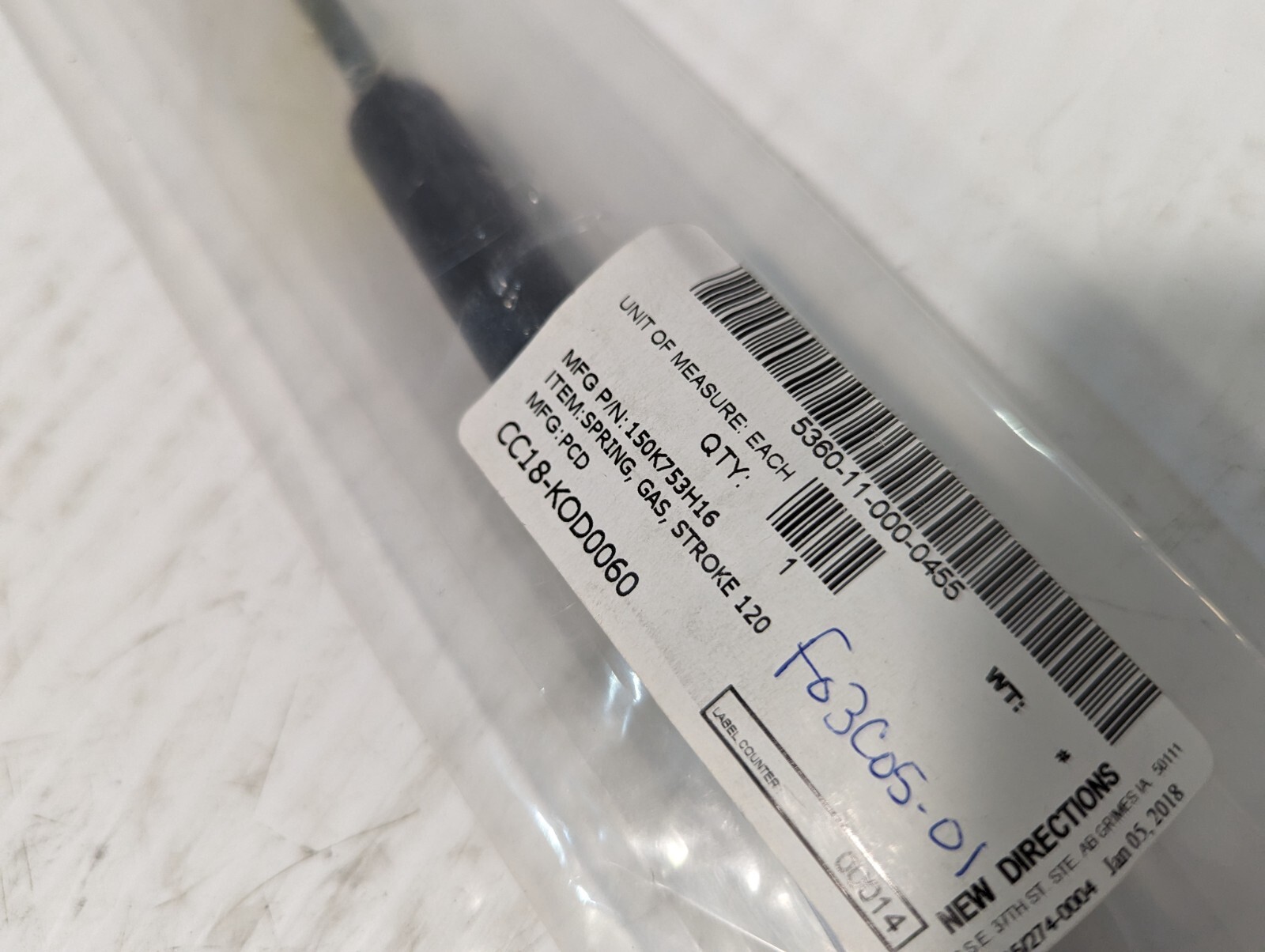 IGS 66Z100058ZZ0200 Volumeline Gas Spring 120mm Stroke, 45 lbs. Force -Free Ship