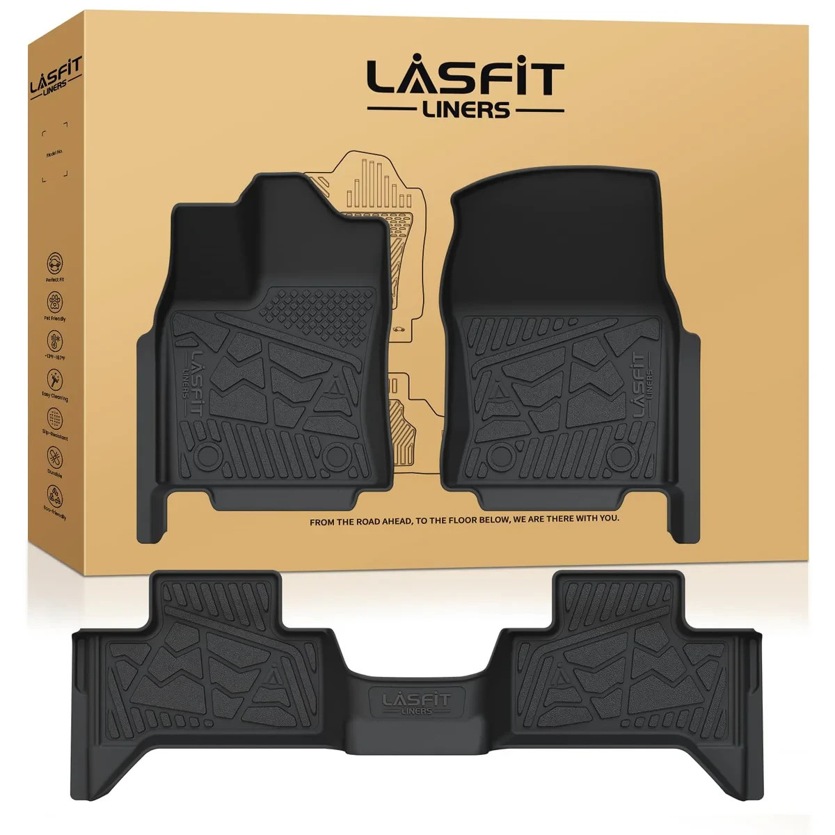 LASFIT Floor Mats for Toyota Tundra 2022-2026 Double Cab, Custom Fit All Weather
