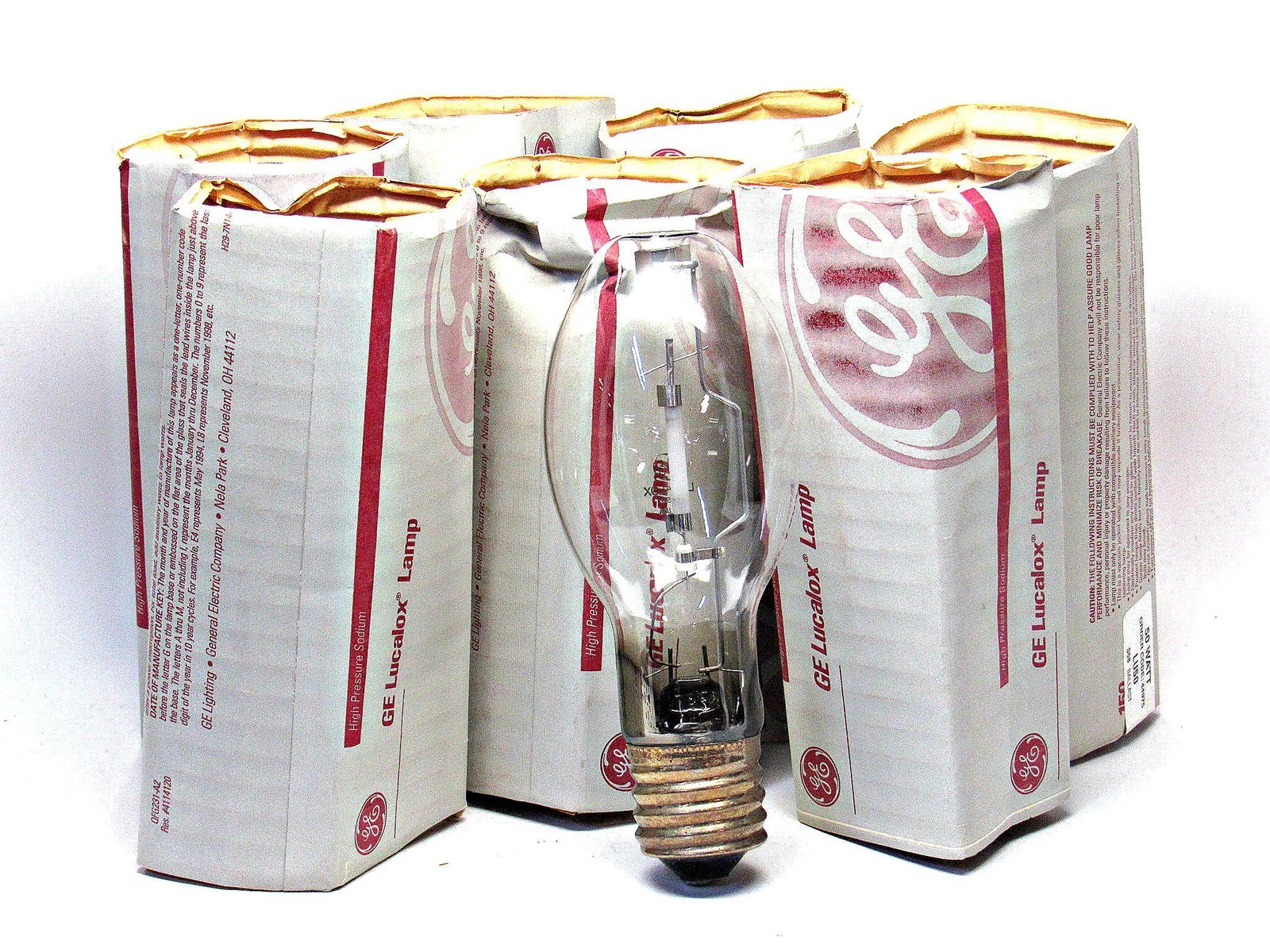 NEW Lot of 7 GE 50w LU50/D/MED Ecolux Lucalox High Pressure Sodium Light Bulb
