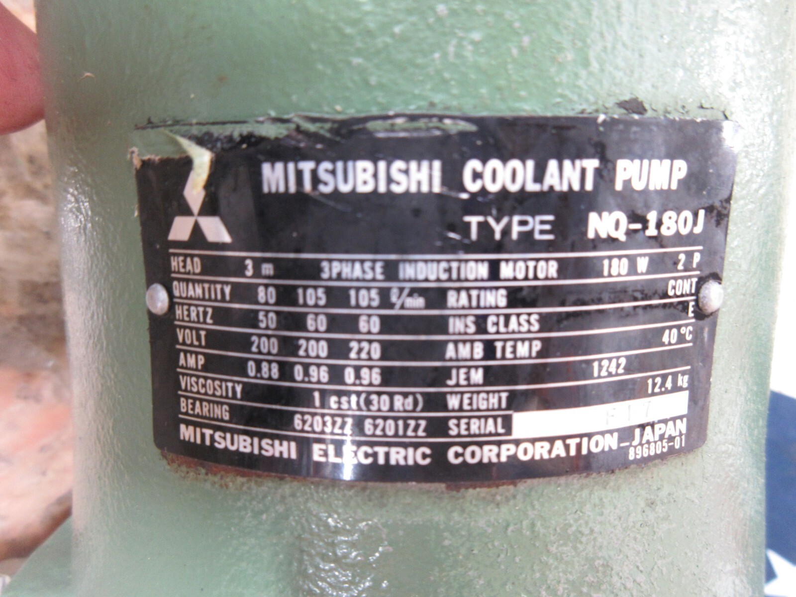 MITSUBISHI COOLANT PUMP NQ-180J 180W 2P
