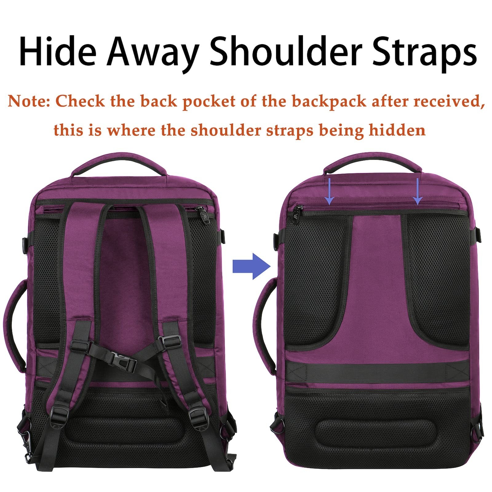 MATEIN Large Purple Travel Backpack, Water Resistant Airplane Backpack for Wo…