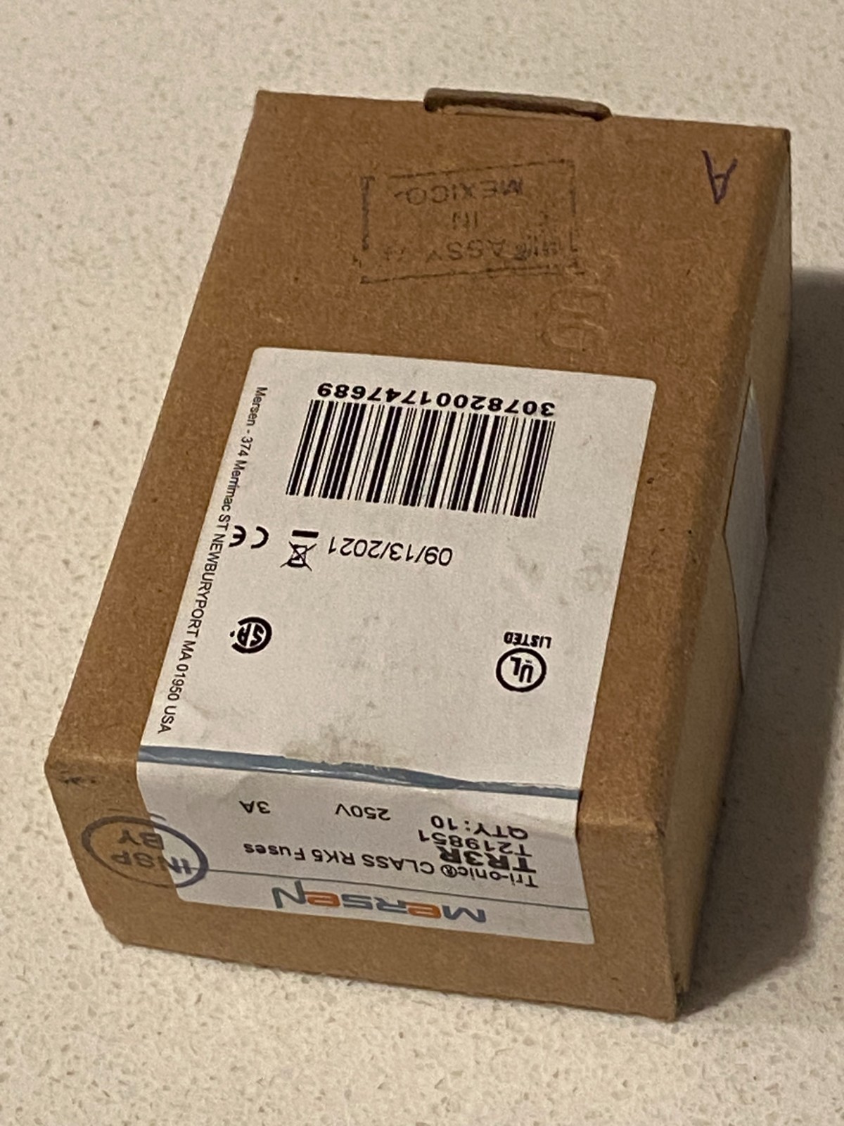 Mersen TR3R T219851 Tri-onic Class RK5 Fuses 250V 3A BOX of 10 – NEW