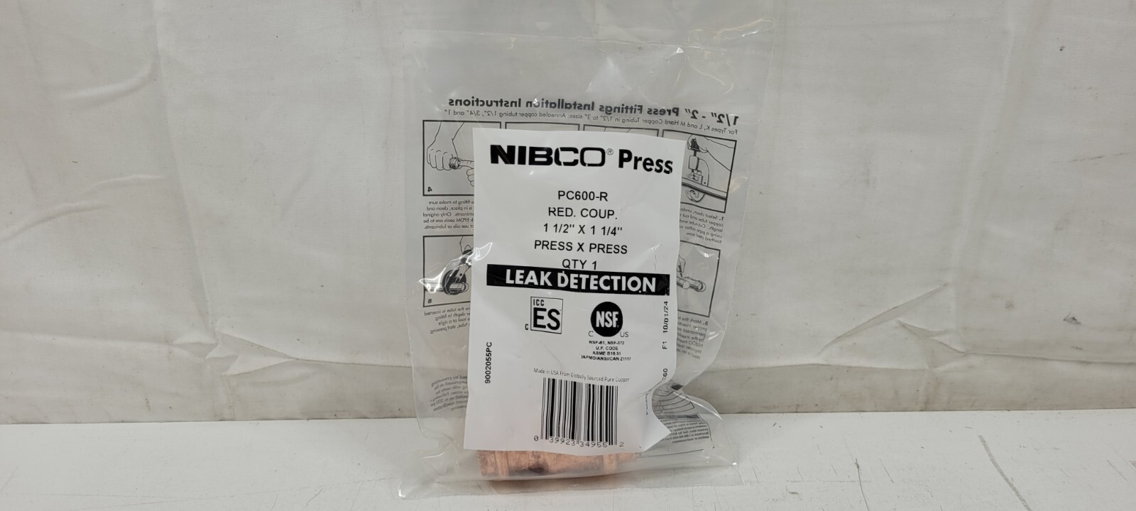 NIBCO 9002055PC PC600-R Press Reducing Coupling 1-1/2 x 1-1/4 inch NEW SEALED
