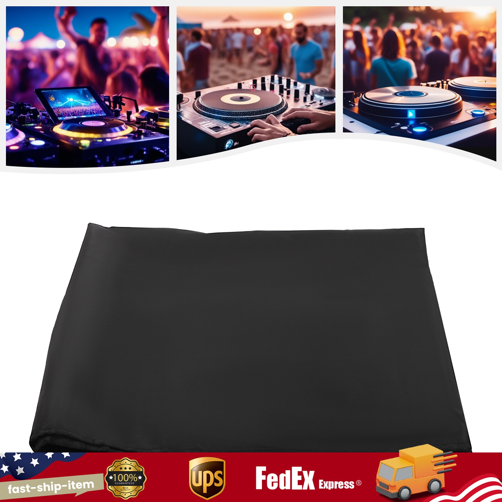 DJ Black Portable Oxford Cloth Scrim DJ Display Stand Facade Booth Event Cover