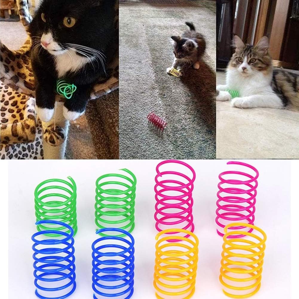 Cat Spring Toy (60 Pack), Cat Kittens Toys Plastic Coil Spiral Springs for Swatt