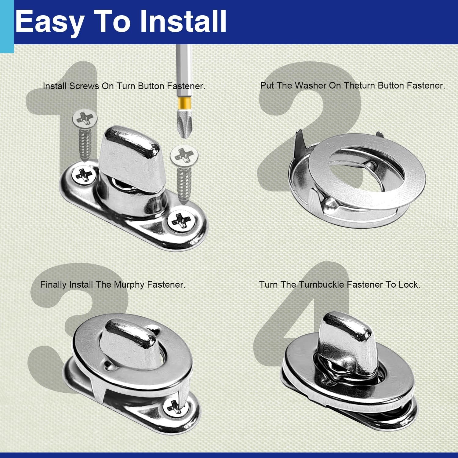 10 Set Twist Lock Fasteners with Turn Button Fasteners Eyelet Screws for Rvs Mar