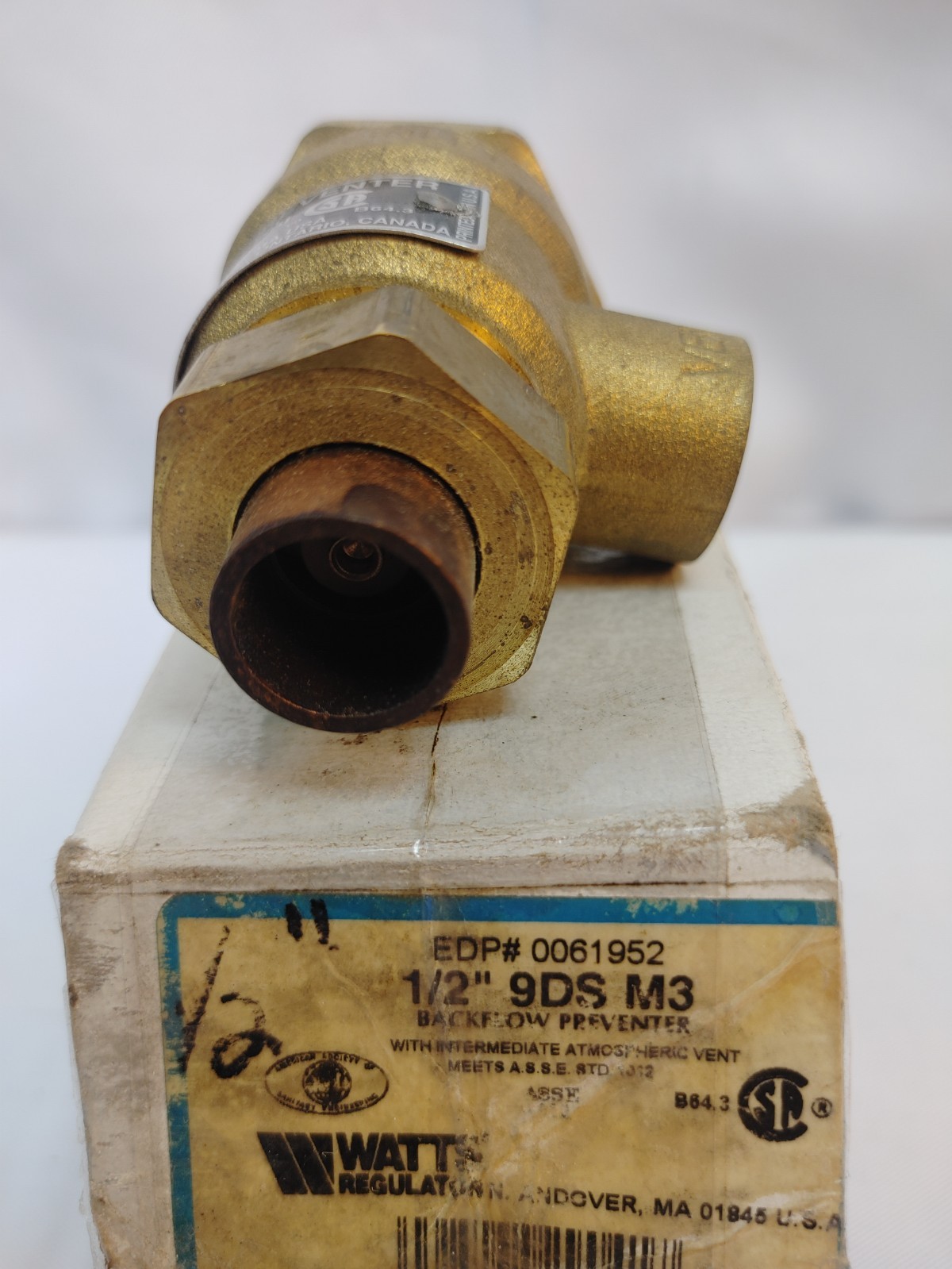 9DS-M3 1/2″ Sweat Backflow Preventer Dual Check Vent Valve *BOX WEAR*