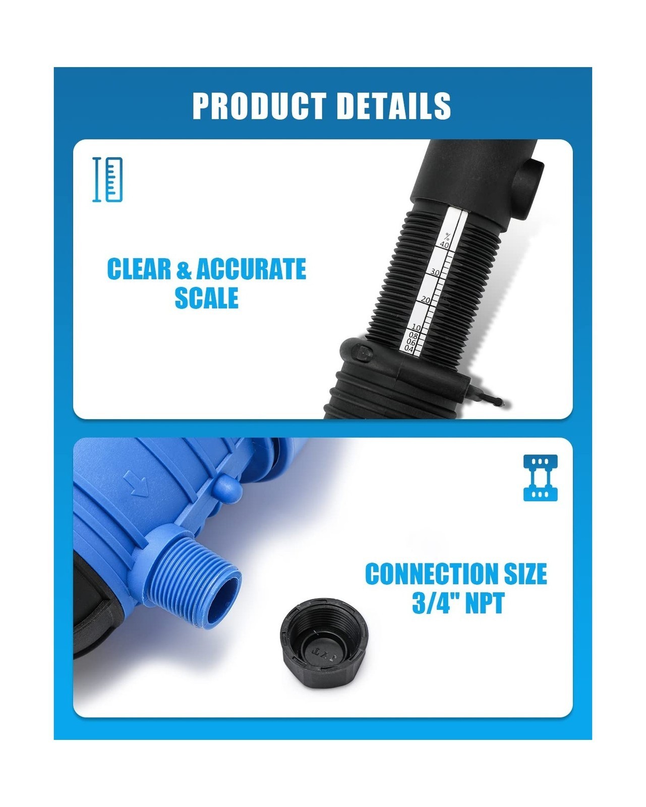 1:250-1:25 Drip Irrigation Fert. Injector w/ Adj Water Dosing Pump 3/4″ NPT