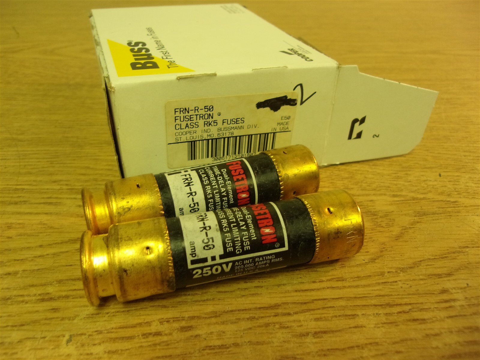 NEW Buss FRN-R-50 Fusetron Class RK5 Fuses, Lot of 2 *FREE SHIPPING*