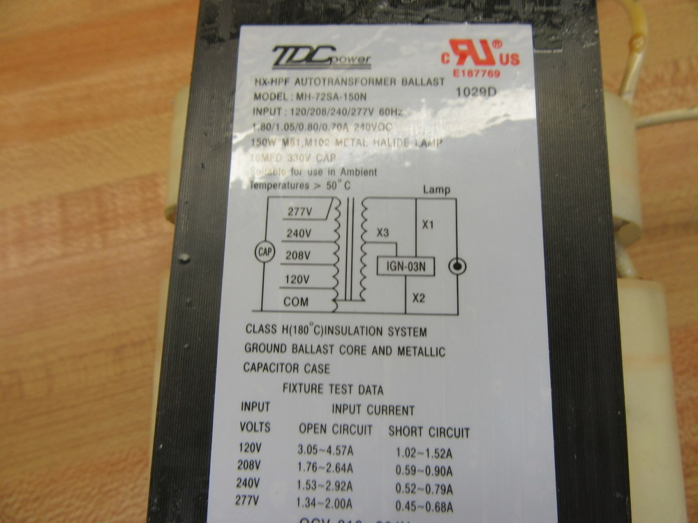 TDC MH-72SA-150N Auto Transformer Ballast MH72SA150N