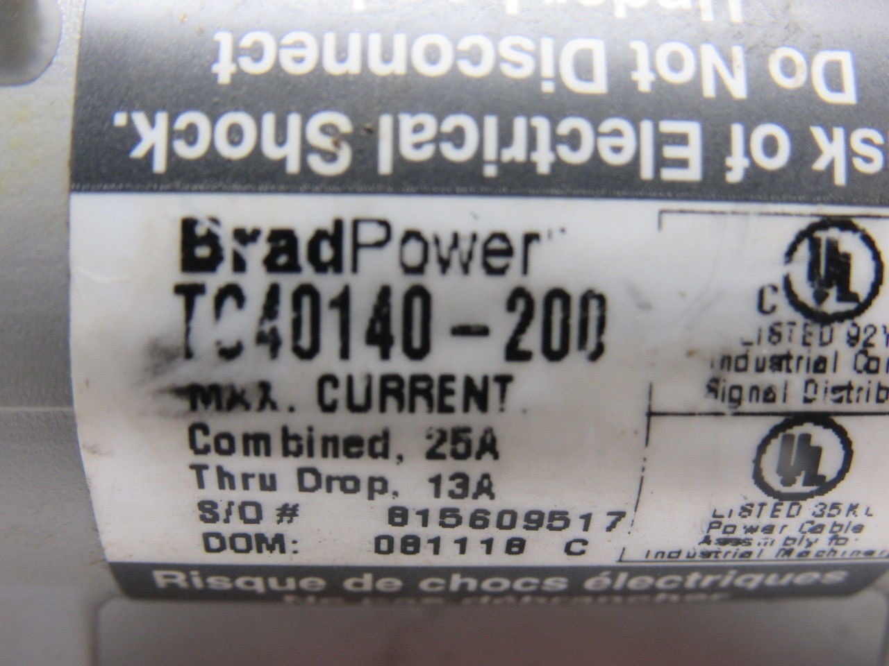 BradPower TC40140-200 Woodhead Quick Change Tee Connector