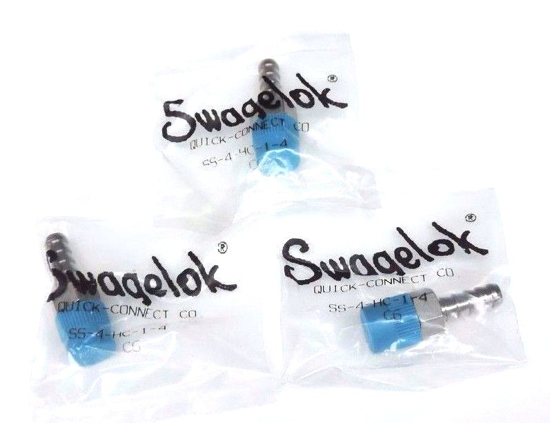 LOT OF 3 NEW SWAGELOK SS-4-HC-1-4 STAINLESS STEEL HOSE CONNECTORS, 1/4”