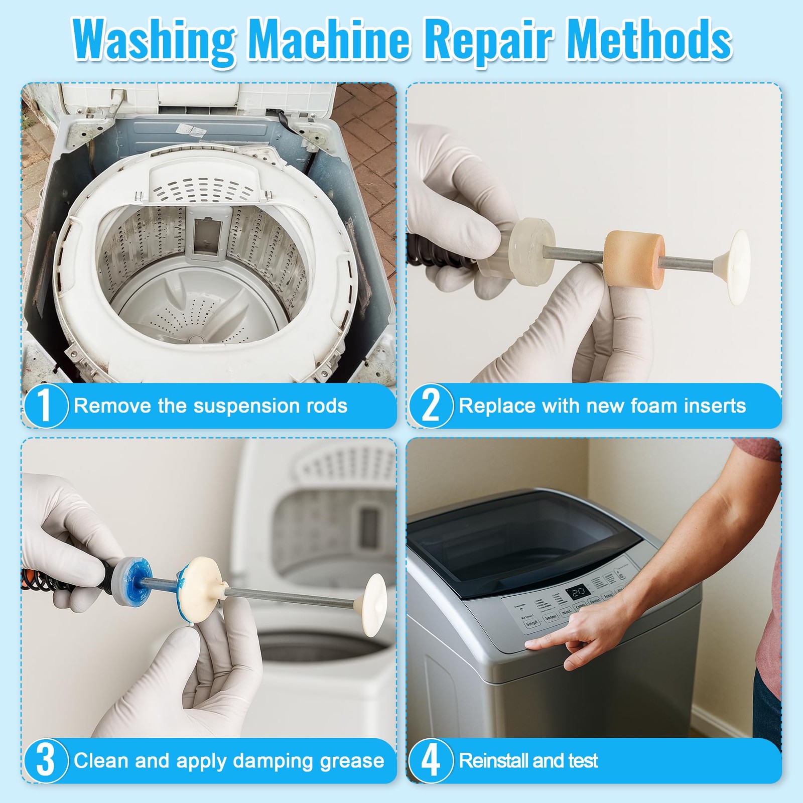 3.5 oz (100g) Washing Machine Damping Grease with 10 Foam Inserts for Suspens…