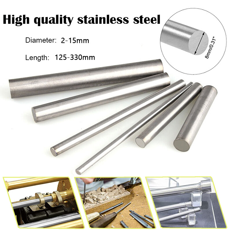 Stainlesss Steel Solids Round Bar Rod Shaft Milling-125-330mm Long-Multi Sizes