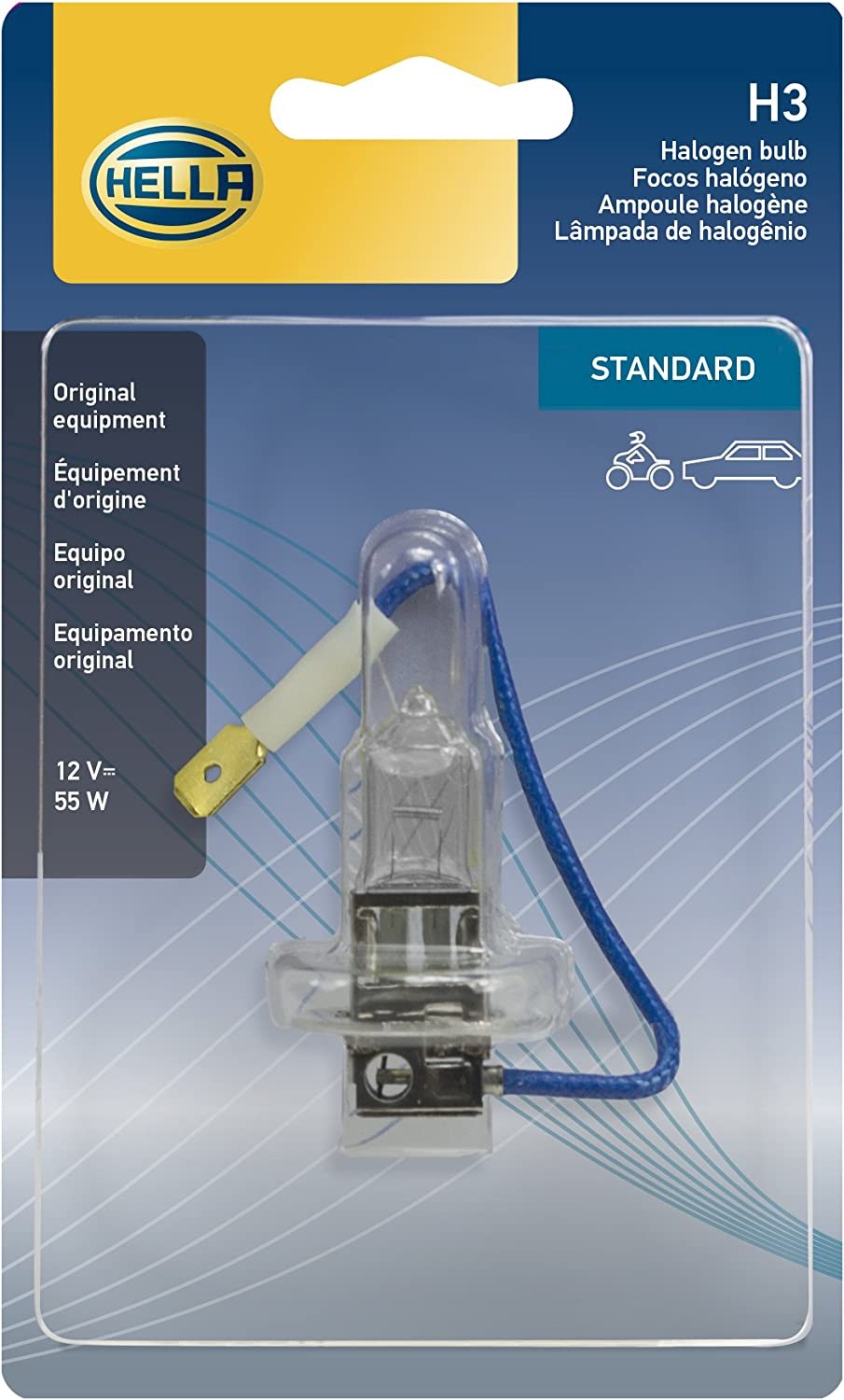 HELLA H3SB Single Blister Standard Halogen Bulb, 12V, 55W