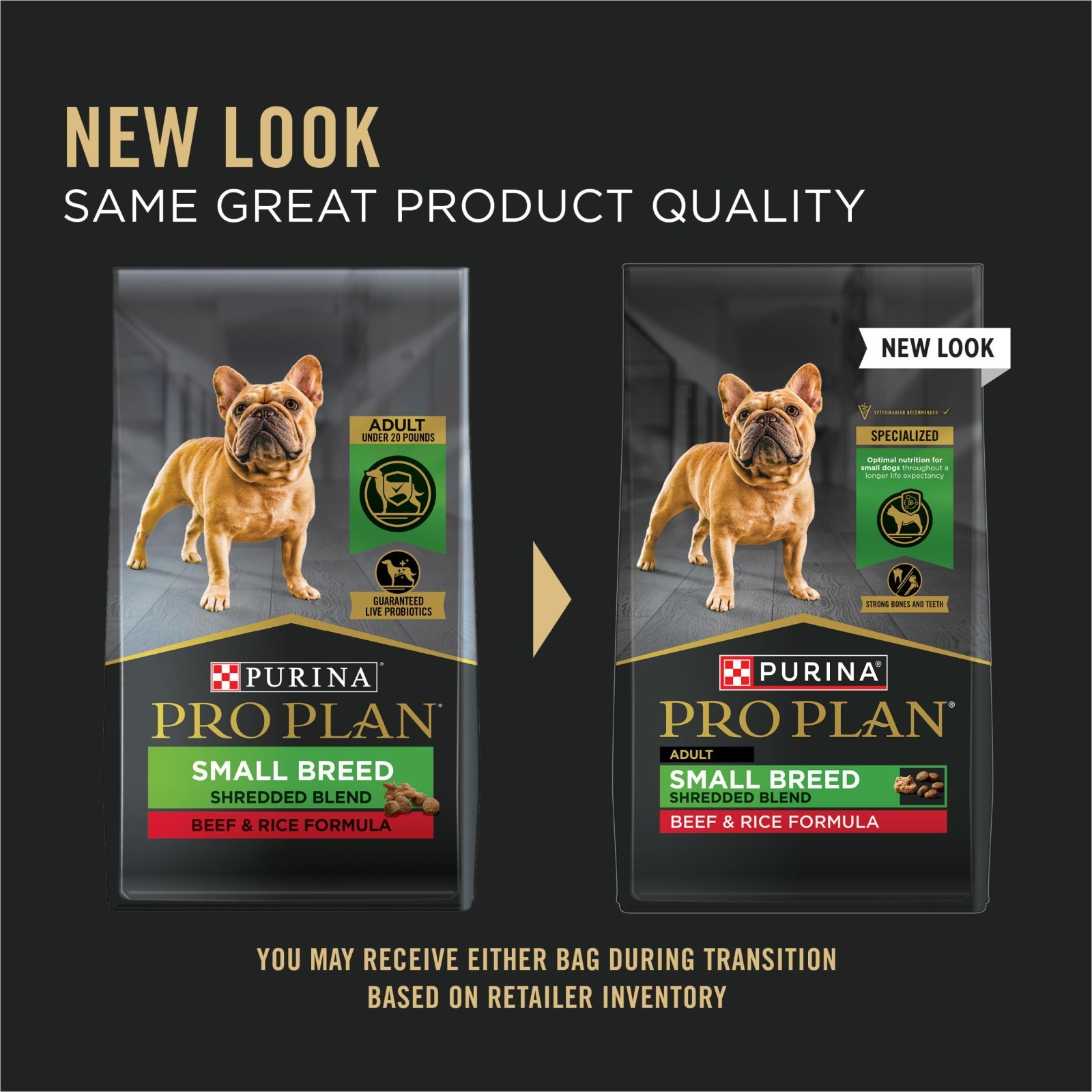 Purina Pro Plan Small Breed Dry Dog Food,Shredded Blend Beef & Rice Formula,18lb