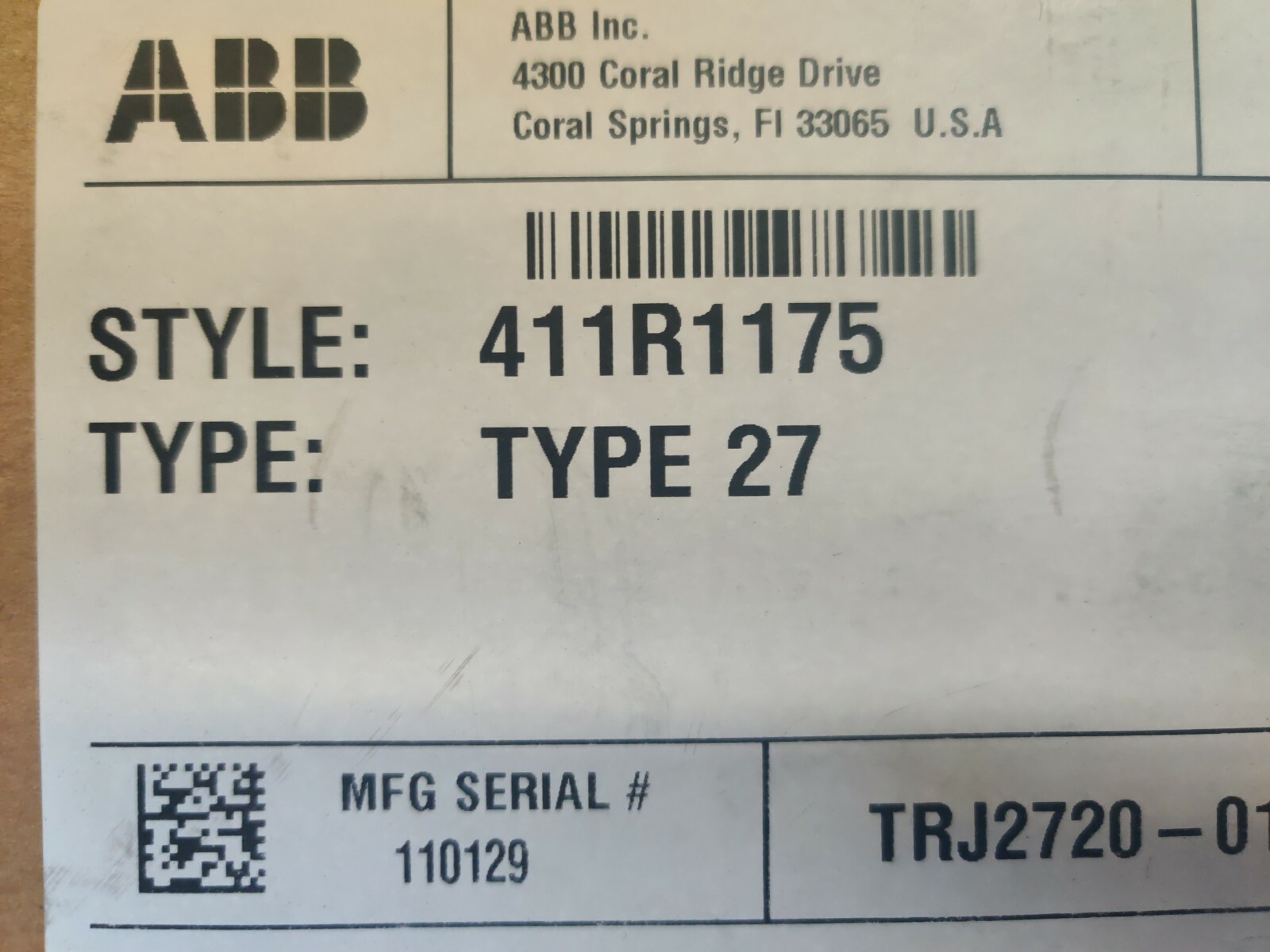 ABB 27 CIRCUIT SHIELD 411R1175 ships from California USA