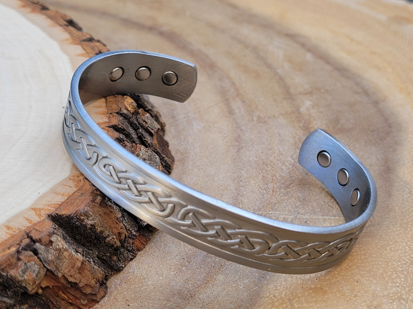 Solid Copper Magnetic Bracelet Silver Plated Pure Copper Cuff Celtic Knot