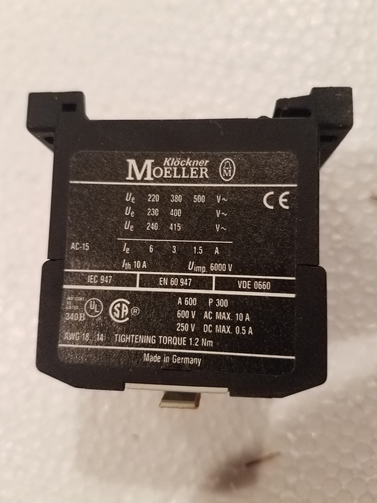 KLOCKNER-MOELLER DIL ER-22 CONTACTOR RELAY – 22E