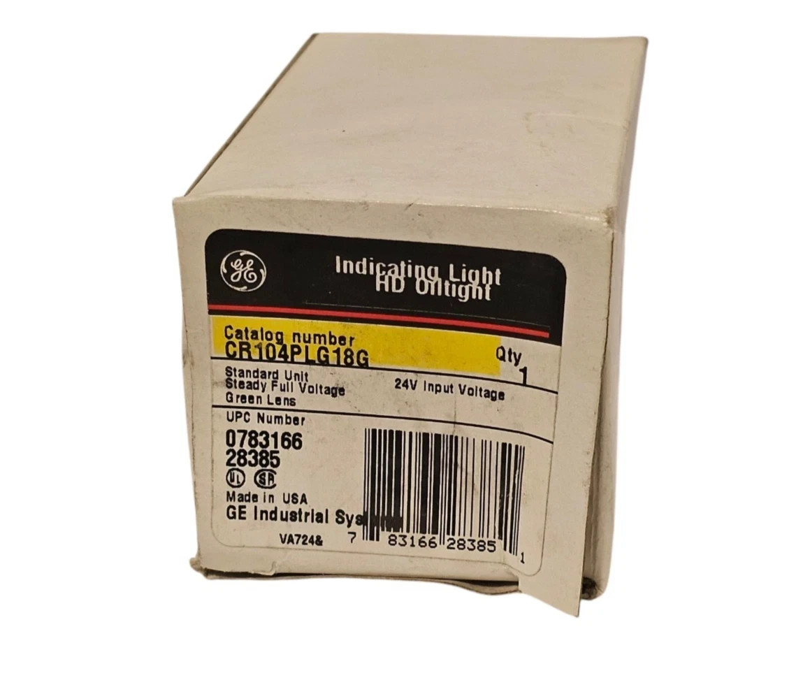 NIB GENERAL ELECTRIC / ABB CR104PLG18G INDICATING LIGHT GREEN LENS 24V