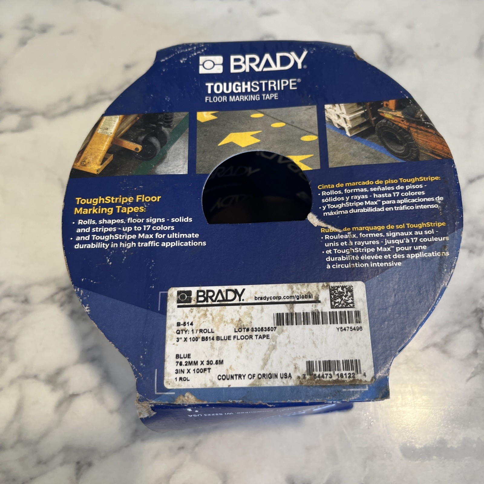 Brady 104344 Toughstripe B-514 Blue 3in X 100ft Solid Colored Tape Roll