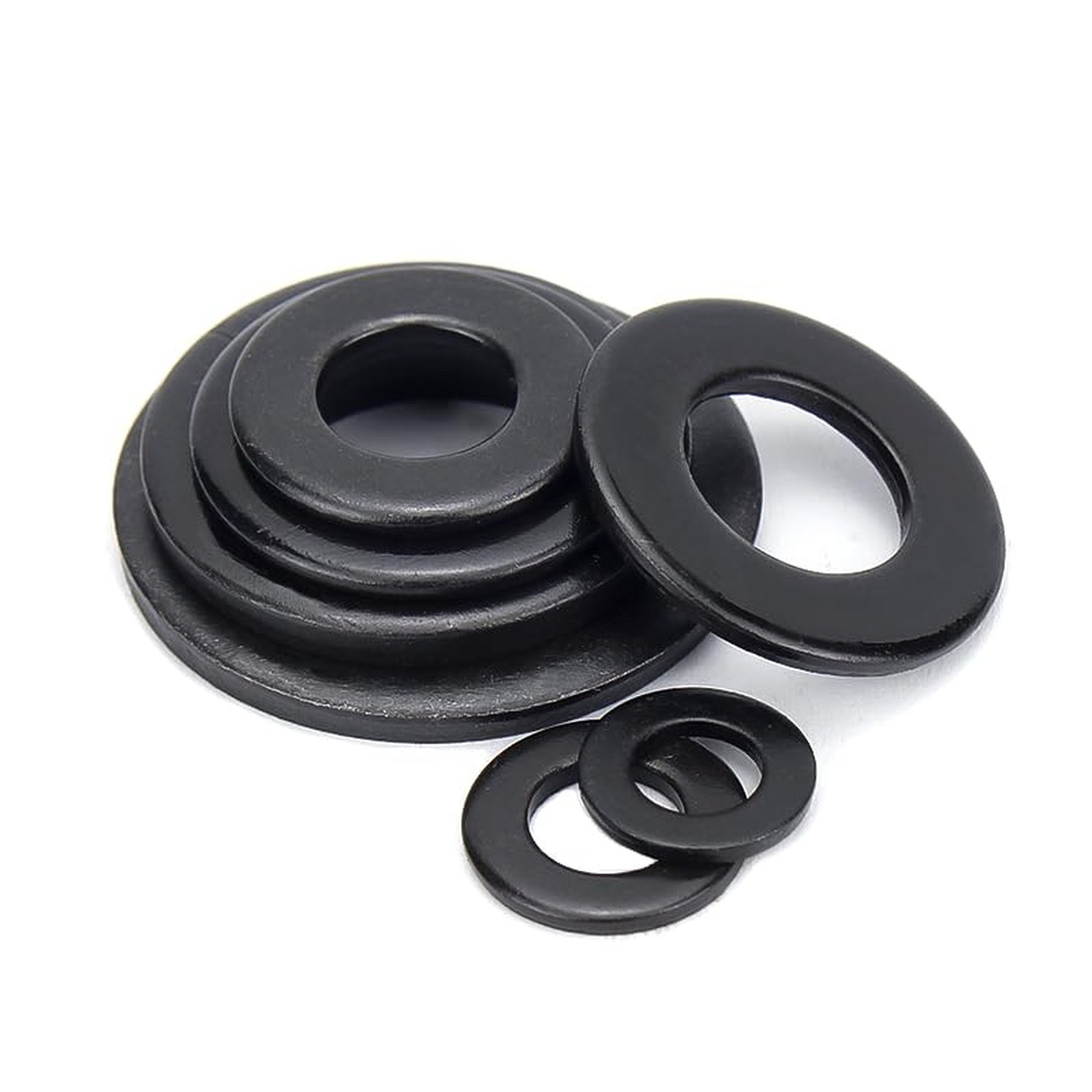 50pcs Black M8 Flat Washers(OD=24mm, 2mm Thickness) Grade 8 Carbon Steel, Zin…