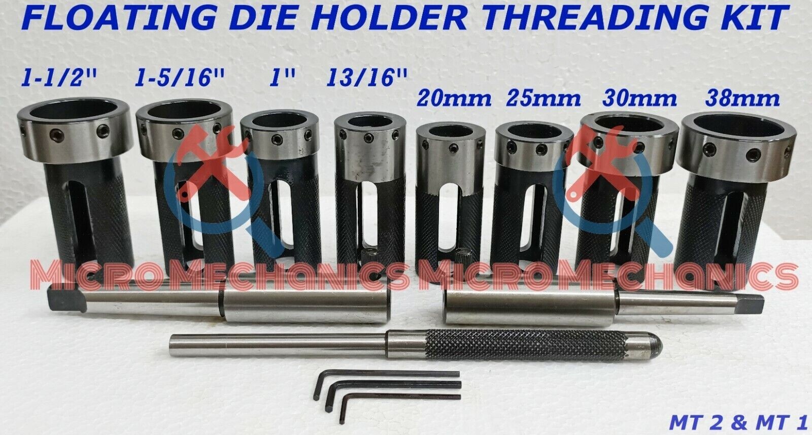 1MT 2MT Lathe Tailstock Die Holder Set Floating Type Shank Lathe Threading Kit