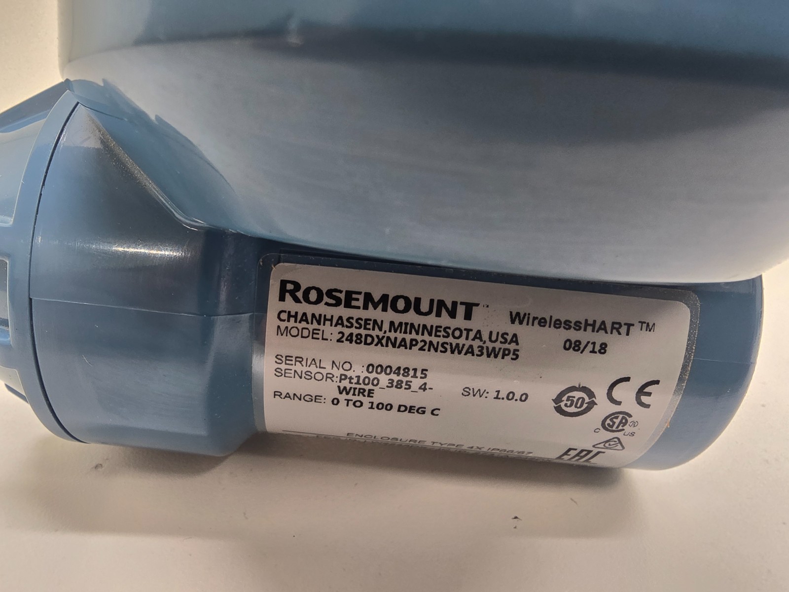GOOD USED! ROSEMOUNT WIRELESSHART 0-100 DEG TRANSMITTER 248DXNAP2NSWA3WP5