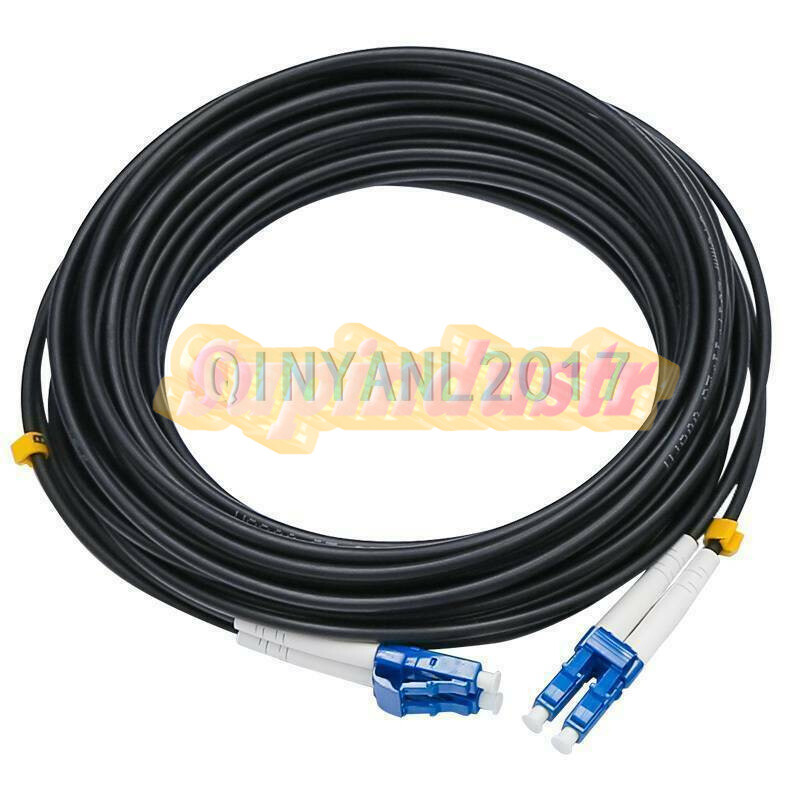 Black Armored Fiber Cable Duplex Fiber Optic Patch Cord 150M LC-LC UPC SM 9/125~